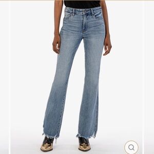 Kut from the Kloth Ana High Rise Fab Ab Flare Jeans in Light Blue Size 14